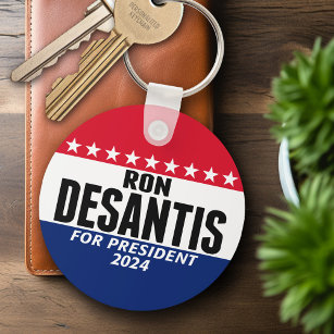 Ron Desantis 2024 classic blue red for president Keychain
