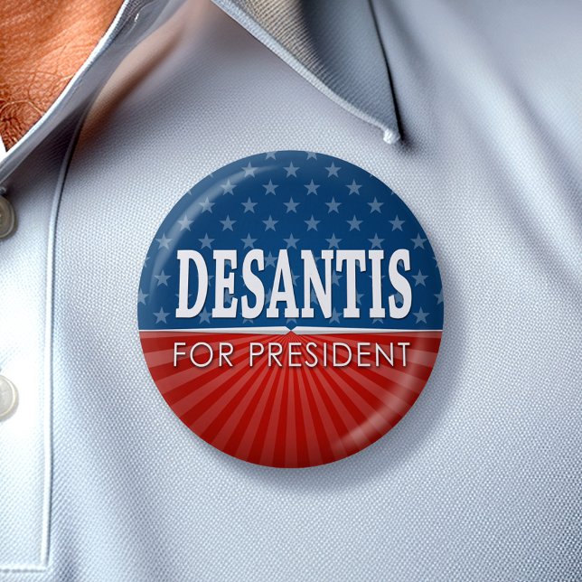 Ron DeSantis 2024 - stars and stripes design Button (DeSantis 2024 Button - Great Campaign and Rally button for the Next Election)