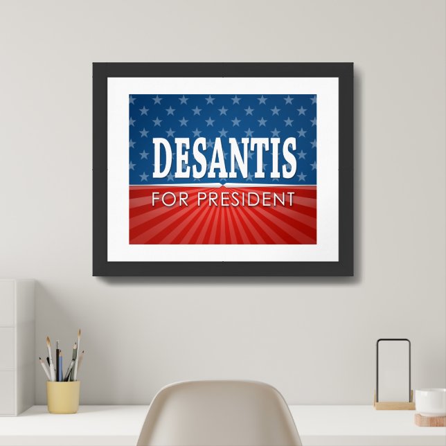 Ron DeSantis 2024 - stars and stripes design Framed Art (Home Office)