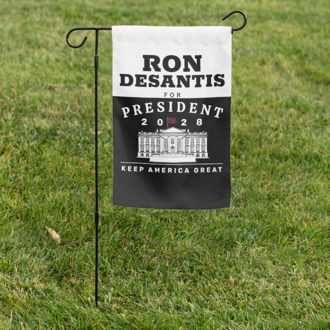 RON DESANTIS 2028 GARDEN FLAG (In SItu)