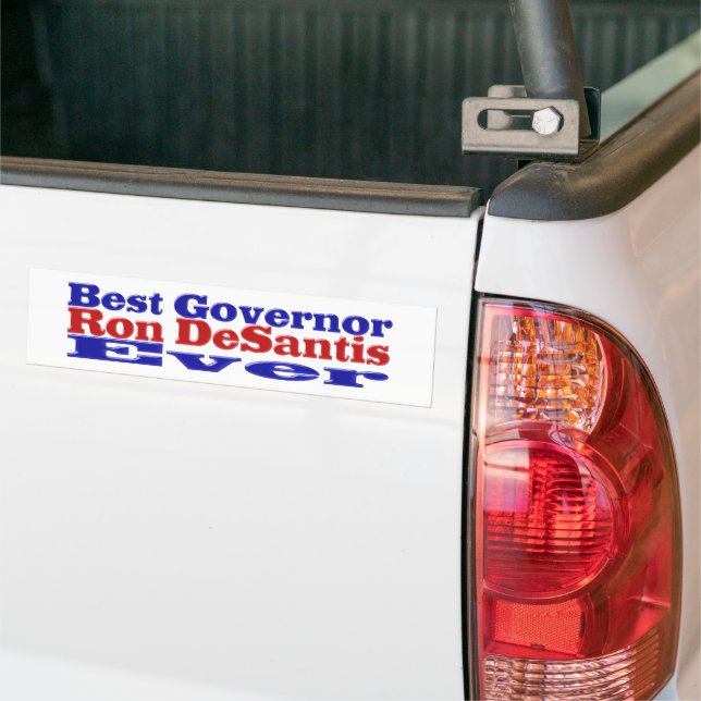 Ron DeSantis best Governor ever red blue text Bumper Sticker (On Truck)