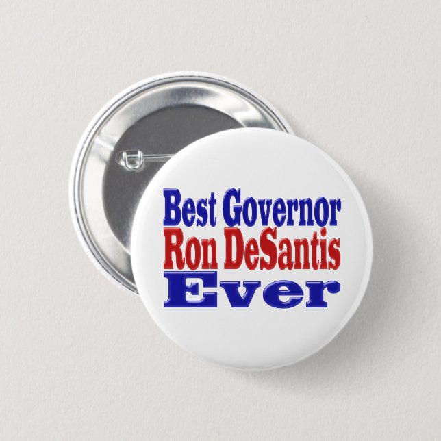 Ron DeSantis best Governor ever red blue text Button (Front & Back)