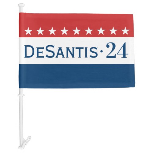 Ron DeSantis Red White  Blue Stars 2024 Car Flag