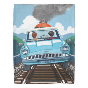 Ron & HARRY POTTER™ in Flying Car to HOGWARTS™ Duvet Cover