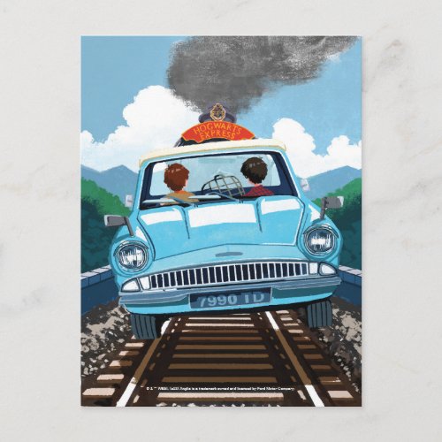 Ron  HARRY POTTER in Flying Car to HOGWARTS Postcard