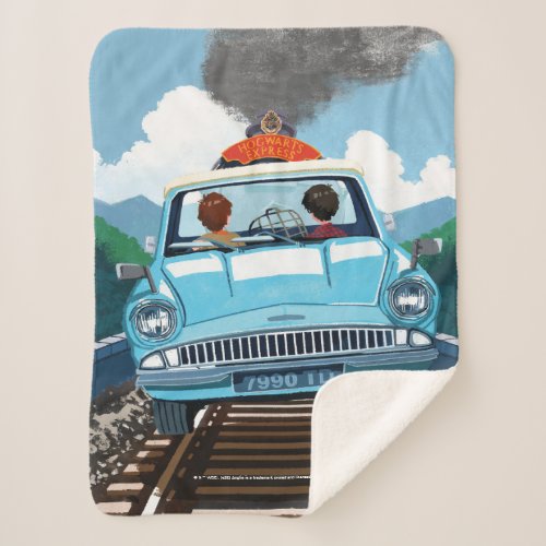 Ron  HARRY POTTER in Flying Car to HOGWARTS Sherpa Blanket