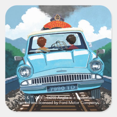 Ron  HARRY POTTER in Flying Car to HOGWARTS Square Sticker