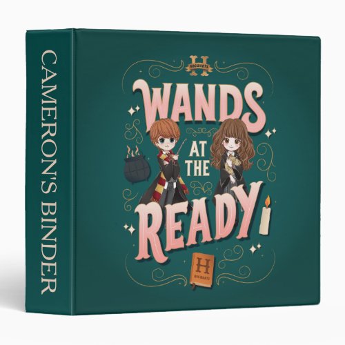 Ron  Hermione Wands at the Ready 3 Ring Binder