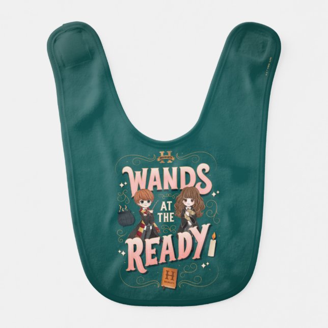 Ron & Hermione Wands at the Ready Baby Bib (Front)