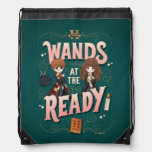 Ron &amp; Hermione Wands at the Ready Drawstring Bag