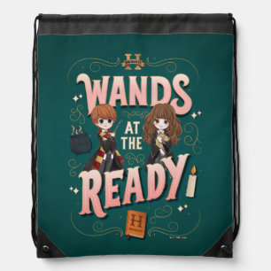 Ron & Hermione Wands at the Ready Drawstring Bag