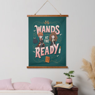 Ron & Hermione Wands at the Ready Hanging Tapestry