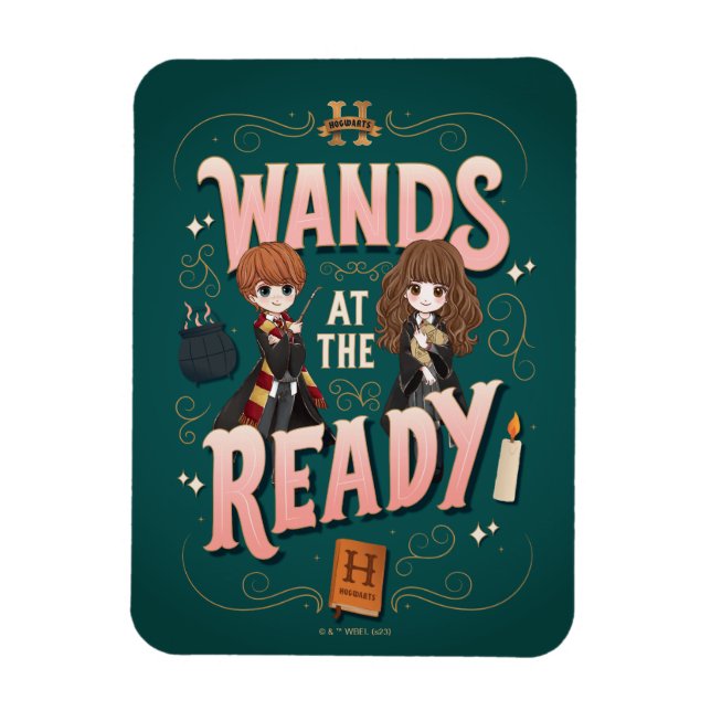 Ron & Hermione Wands at the Ready Magnet (Vertical)