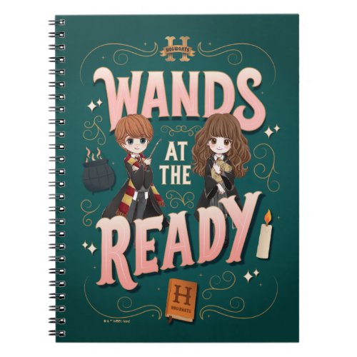 Ron  Hermione Wands at the Ready Notebook