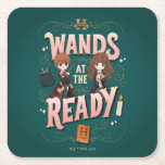 Ron &amp; Hermione Wands at the Ready Square Paper Coaster