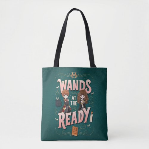 Ron  Hermione Wands at the Ready Tote Bag