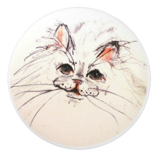 Ron Hevener Cat Ceramic Knob