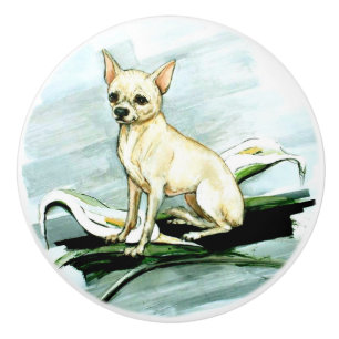 Ron Hevener Chihuahua Dog Ceramic Knob
