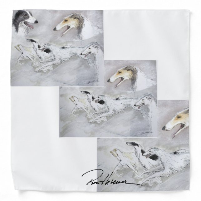 Ron Hevener "Dance of the Borzoi" Glamour Scarf   Bandana (Front)