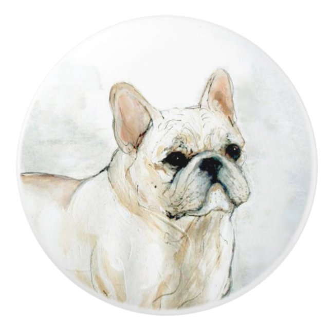 Ron Hevener French Bulldog Ceramic Knob (Front)