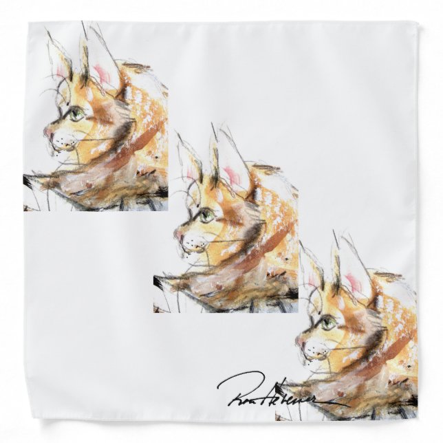 Ron Hevener Glamour Cat Fashion Scarf Bandana (Front)