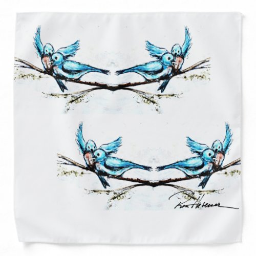 Ron Hevener Glamour Scarf Bluebirds Bandana