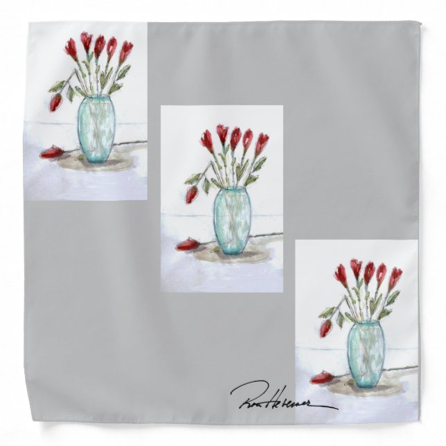 Ron Hevener Glamour Scarf Roses Roses Roses  Bandana (Front)