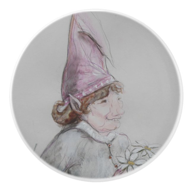 Ron Hevener Lady Garden Spirit  Ceramic Knob (Front)