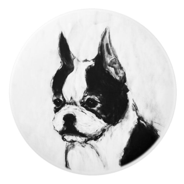 Ron Hevener Touch of Class Boston Terrier Ceramic Knob (Front)