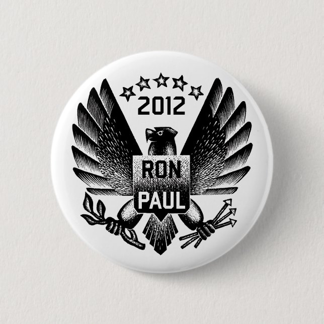 Ron Paul 2012 Black Eagle Button (Front)