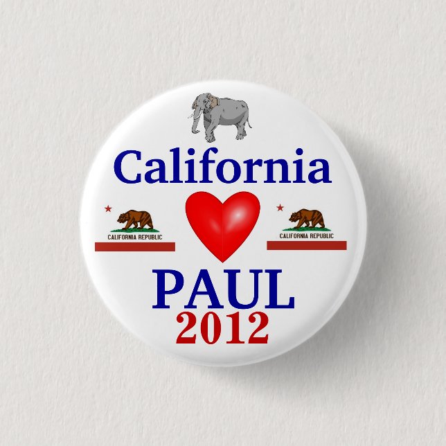 Ron Paul 2012 California Pinback Button (Front)