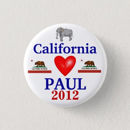Ron Paul 2012 California Pinback Button