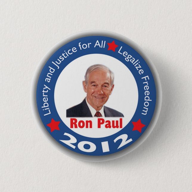 Ron Paul 2012: Liberty & Justice for All! Pinback Button (Front)