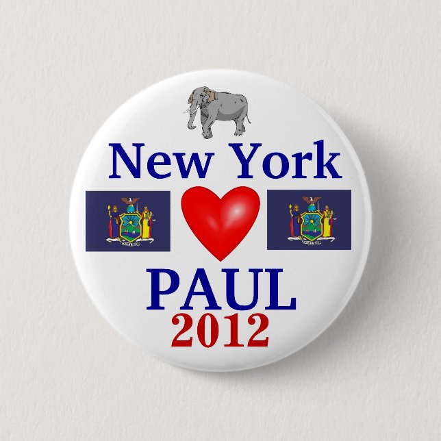 Ron Paul 2012 New York Pinback Button (Front)