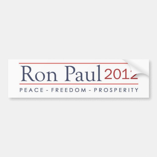 Ron Paul 2012 Peace Freedom Prosperity Bumper Sticker (Front)