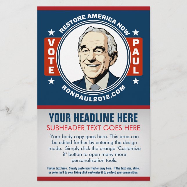 Ron Paul Customizable Flyer (Front)