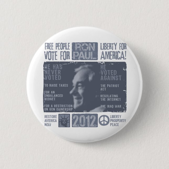 Ron Paul for president 2012 Pinback Button (Front)