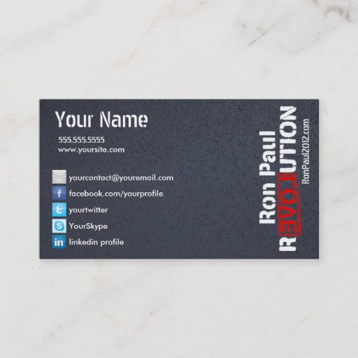 Customizable Ron Paul Revolution Card Business Card Template