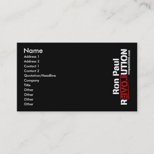 Ron Paul Revolution Card Business Card Templates