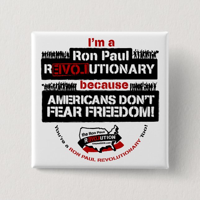 Ron Paul Revolutionary Square Button (Front)
