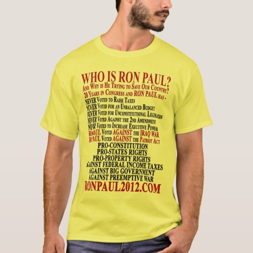 RON PAULS VOTING RECORD 2012 T_Shirt