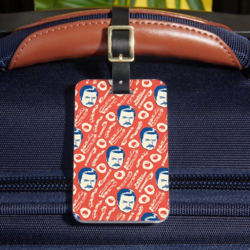 Ron Swanson Bacon and Eggs Pattern Luggage Tag