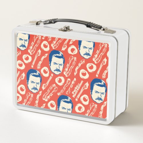 Ron Swanson Bacon and Eggs Pattern Metal Lunch Box