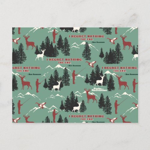 Ron Swanson Nature Silhouette Pattern Postcard