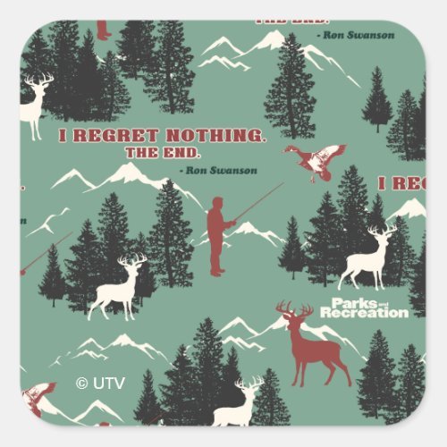 Ron Swanson Nature Silhouette Pattern Square Sticker