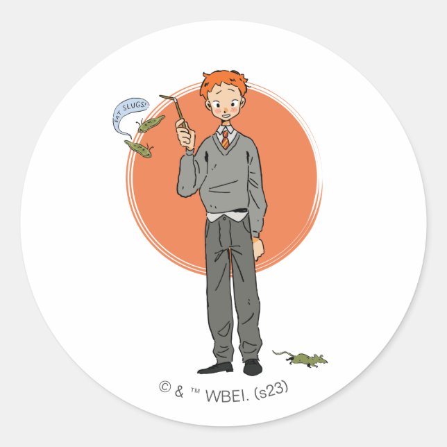 Ron Weasley Illustration "Eat Slugs" Classic Round Sticker (Front)