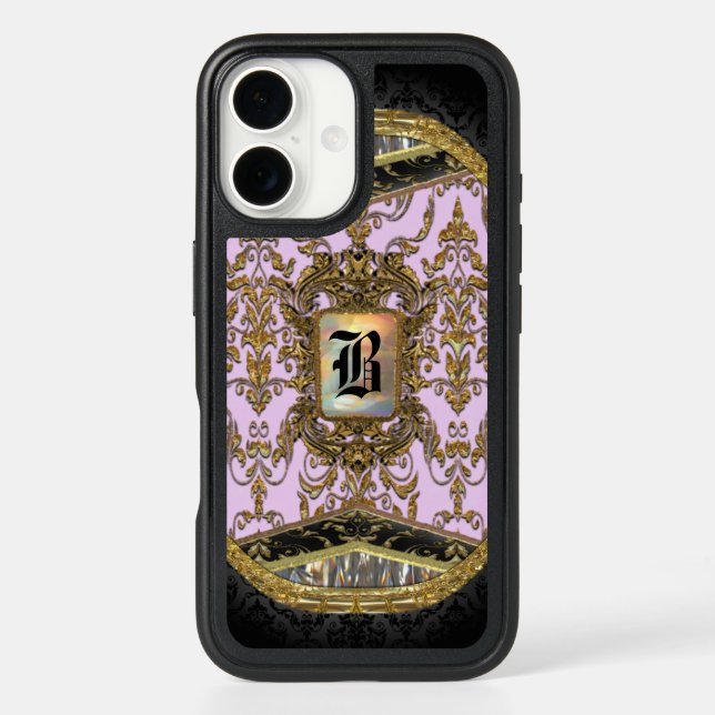 Rona Damasked Elegant Monogram Otterbox iPhone Case (Back)