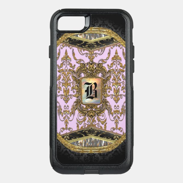 Rona Damasked Elegant Monogram Otterbox iPhone Case (Back)