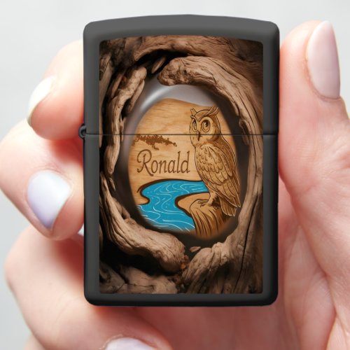 Ronald Carved Owl  Zippo Lighter