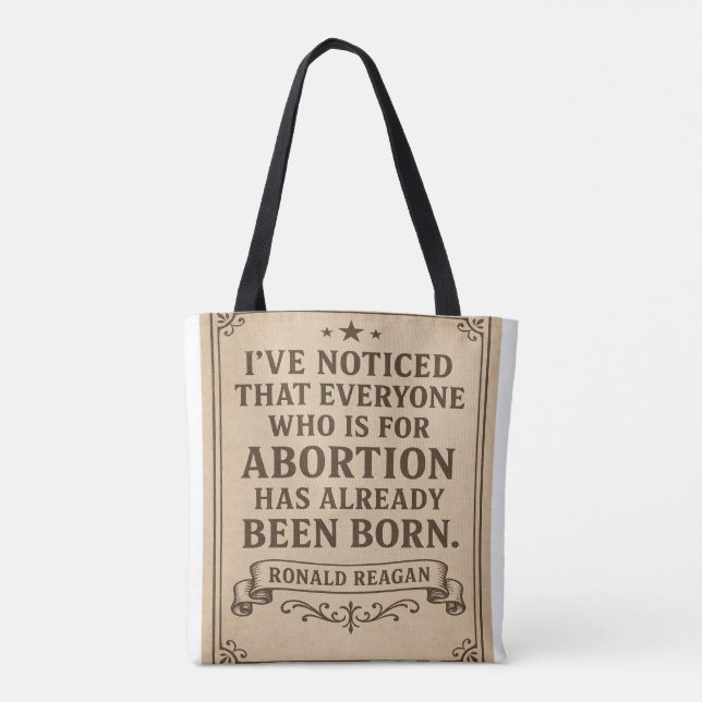 Ronald Reagan Abortion Quote Tote Bag (Back)